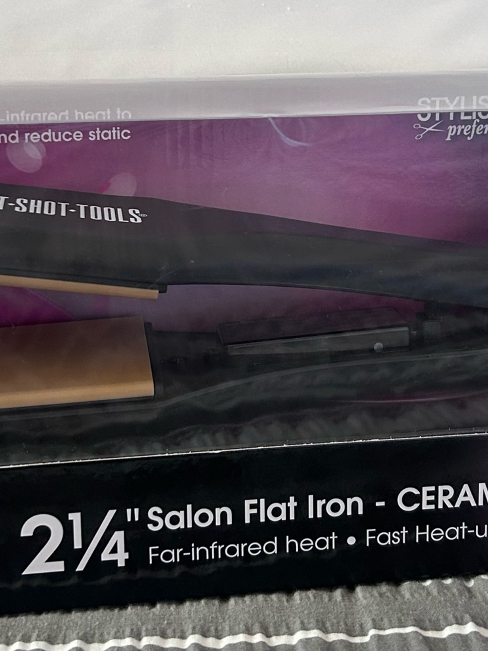 NEW! 2¼" Ceramic Flat Iron Hair Straightener in Black and Gold Hot Shot Tools